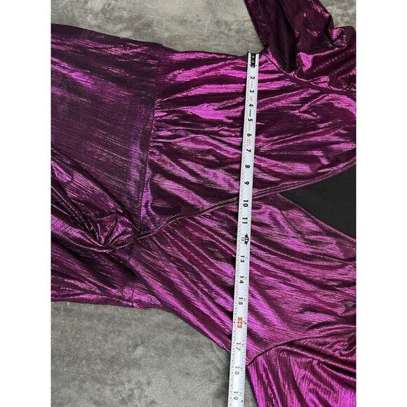 NWT LULU'S Retro Radiance Shiny Magenta Long Sleeve Tulip Mini Dress XL - Picture 5 of 10